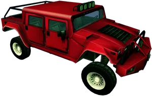 Red Hummer H1 Offroad Vehicle PNG