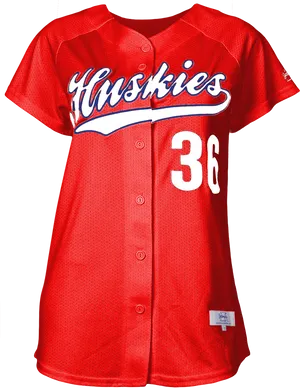 Red Huskies Baseball Jersey Number36 PNG image