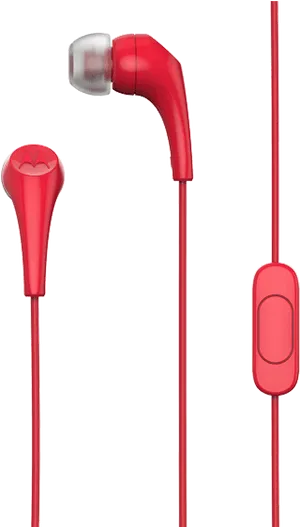 Red In Ear Earbudswith Inline Control PNG image