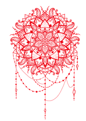 Red Intricate Mandala Arton Black PNG image