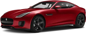 Red Jaguar F Type Coupe Side View PNG image