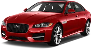 Red Jaguar X E Sedan Profile View
