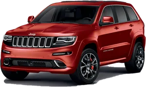 Red Jeep Grand Cherokee S U V PNG image