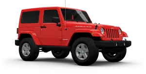 Red Jeep Wrangler Rubicon Side View PNG image