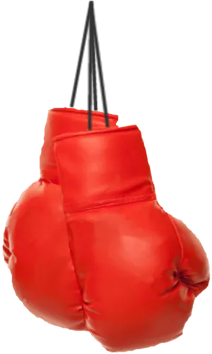 Red Kickboxing Gloves Hanging PNG image