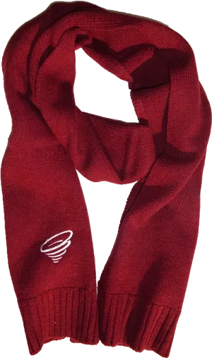 Red Knitted Scarfwith Embroidery PNG