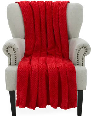 Red Knitted Throw Blanketon Chair PNG image