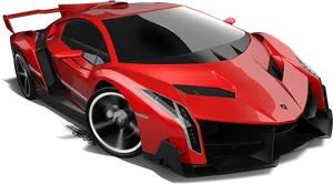 Red Lamborghini Veneno Sports Car