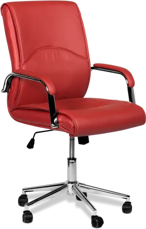 Red Leather Office Chair PNG image