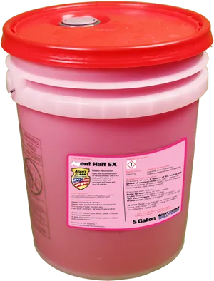 Red Lidded Pink Plastic Bucketwith Labels PNG image