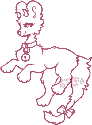 Red Lineart Cartoon Dog PNG