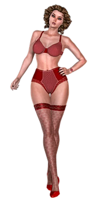 Red Lingerie Digital Model