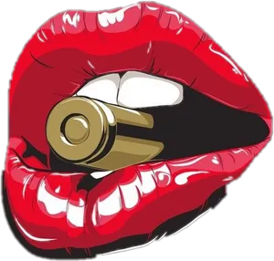 Red Lips Bullet Illustration PNG image