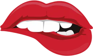 Red Lips Teeth Cartoon Illustration PNG image