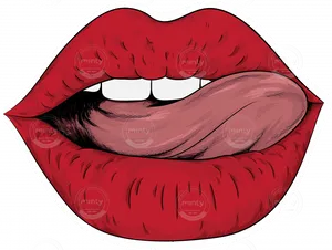 Red Lips Tongue Out Illustration PNG image