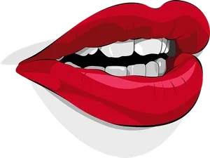 Red Lipstick Smiling Cartoon Lips PNG image