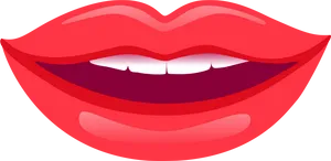 Red Lipstick Smiling Mouth Illustration PNG image
