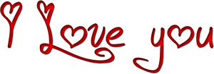 Red Love You Calligraphy PNG image