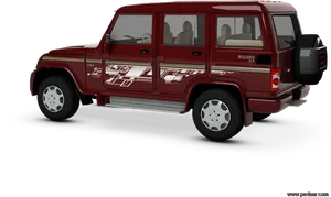 Red Mahindra Bolero S U V PNG image