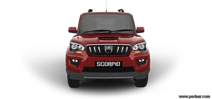 Red Mahindra Scorpio Front View PNG image