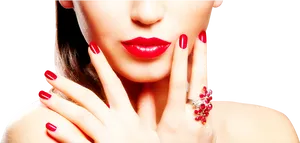 Red Manicureand Lipstick Beauty PNG image