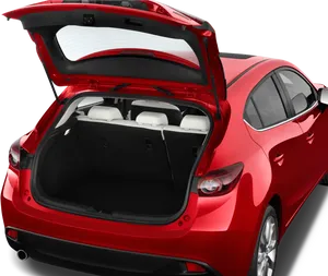 Red Mazda Hatchback Trunk Space PNG image