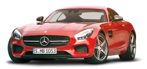 Red Mercedes A M G G T Side View PNG image