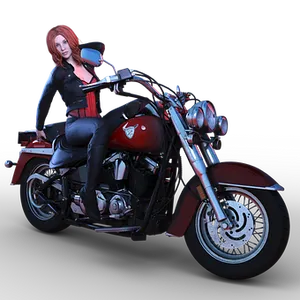 Red Motorcycleand Woman3 D Render