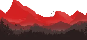 Red Mountain Silhouette Sunset PNG image