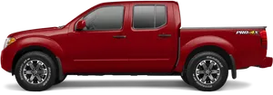 Red Nissan Frontier P R O4 X Side View PNG image