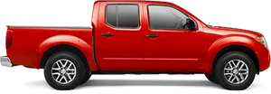 Red Nissan Frontier Pickup Truck Side View PNG image