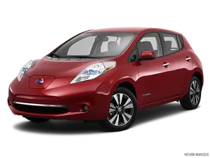 Red Nissan Leaf Electric Car PNG image