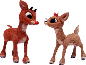 Red Nosed Reindeerand Friend Toy Figures PNG image