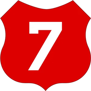 Red Number7 Shield Design PNG image