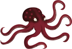 Red Octopus Cartoon Illustration