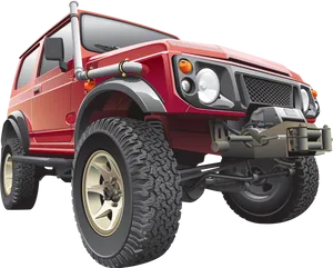 Red Offroad Jeep Illustration.png PNG image