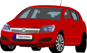 Red Opel Astra Hatchback Illustration PNG image