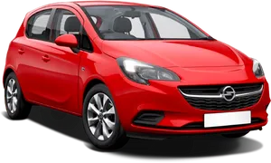 Red Opel Corsa Side View PNG image