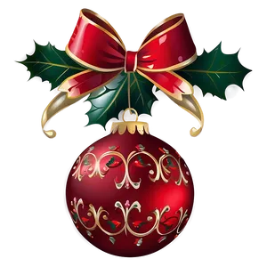 Red Ornament With Holly PNG Wbg PNG