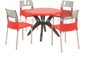 Red Outdoor Plastic Tableand Chairs Set PNG image