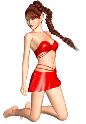 Red Outfit Fantasy Character