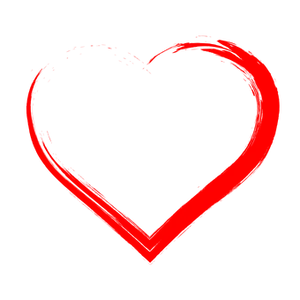 Red Outline Hearton Black Background