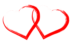 Red Outline Heartson Black