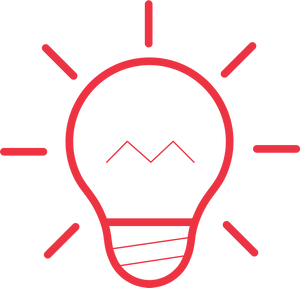 Red Outline Light Bulb Icon