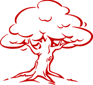 Red Outline Tree Illustration