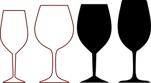 Red Outline Wine Glasses