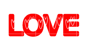 Red Outlined Love Text PNG image