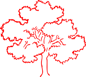 Red Outlined Tree Silhouette PNG image