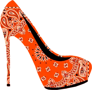 Red Paisley Stiletto High Heel PNG image