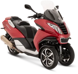 Red Peugeot Metropolis Scooter Three Wheels PNG image